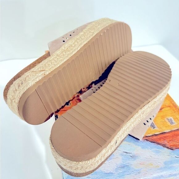 Bella Vita Beverly Taupe Leather Platform Sandals 9M Slip-On Espadrille Wedge - Picture 8 of 12